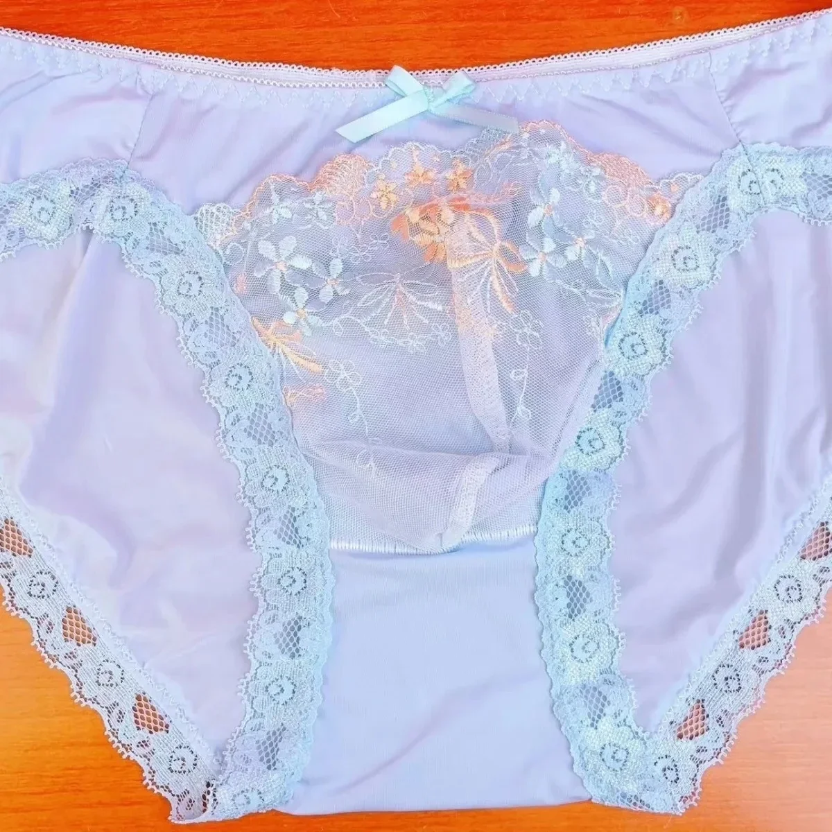 남성용 레이스 자수 섹시 블루 브리프 라이브 쇼 댄스 DJ 클럽 개인 파티 FKK BF 선물 팬티