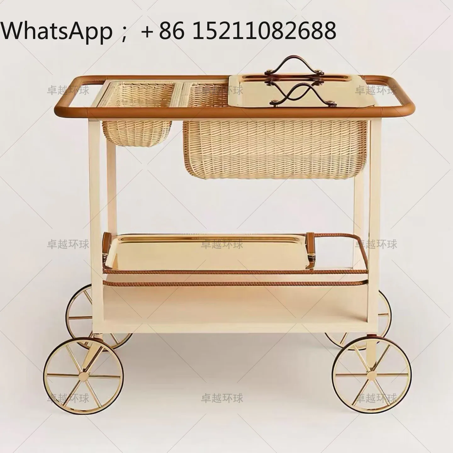 LLY light luxury sofa side table mobile cart coffee table small apartment living room metal belt wheel rack