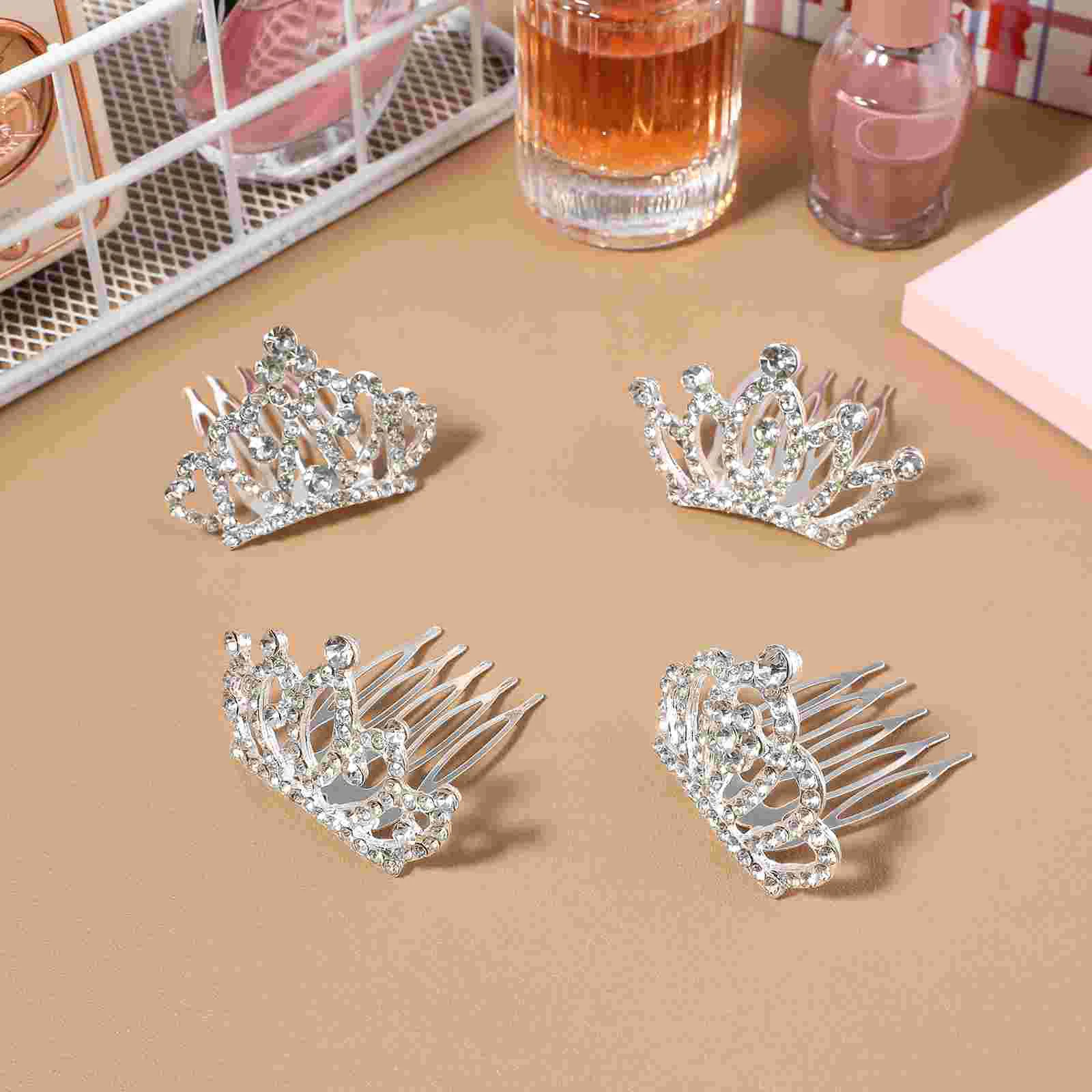 4 pezzi pettine a corona mini corone per bambine bambini strass tiara fermagli per copricapo per capelli