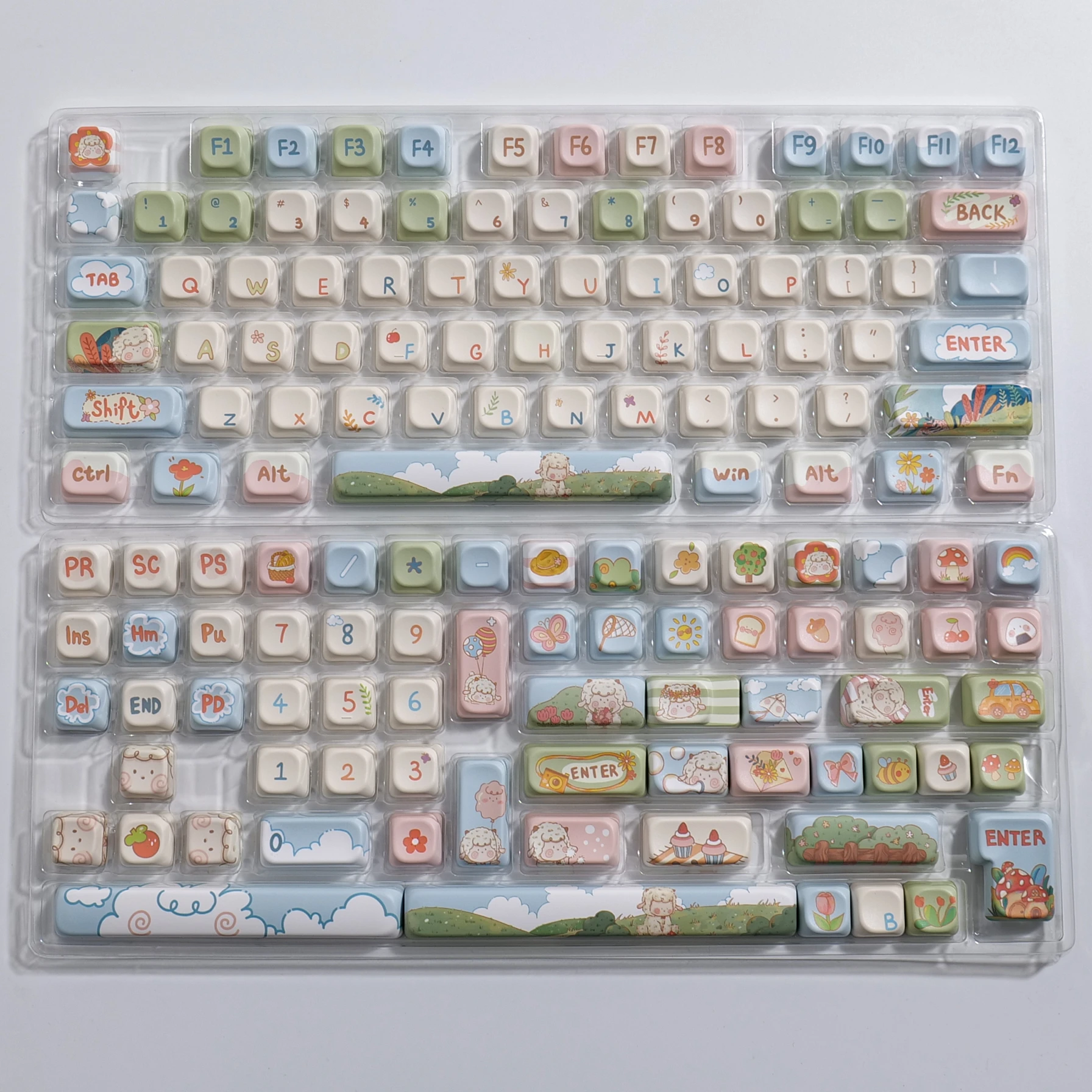 Sublimação térmica pbt teclado com desenhos animados, bonito, para as meninas, jogo, escritório, acessórios, presentes, 141 chave