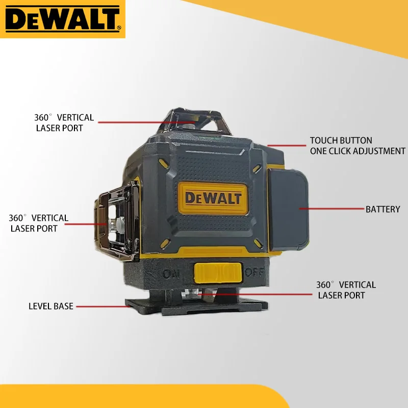 DEWALT 4D 16 خط مستوى الليزر الأخضر الخارجي 360 ° مستوى ليزر أفقي وعمودي فائق القوة للقياس الدقيق #4
