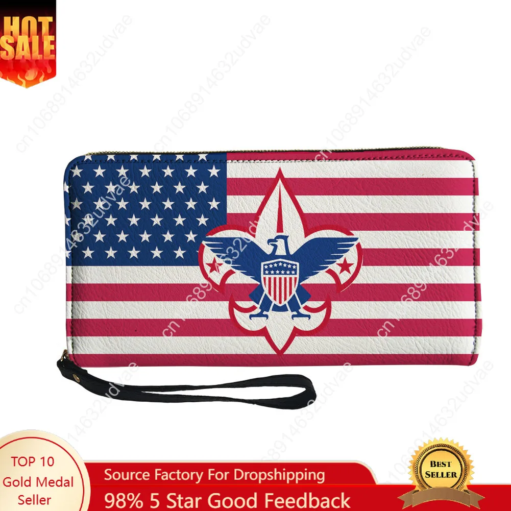 

Scouts of America Wallet Purse Mens Womens Teenagers Zipper Long Wallets Double Commuter Personalized Portable Wallet Gift Bag