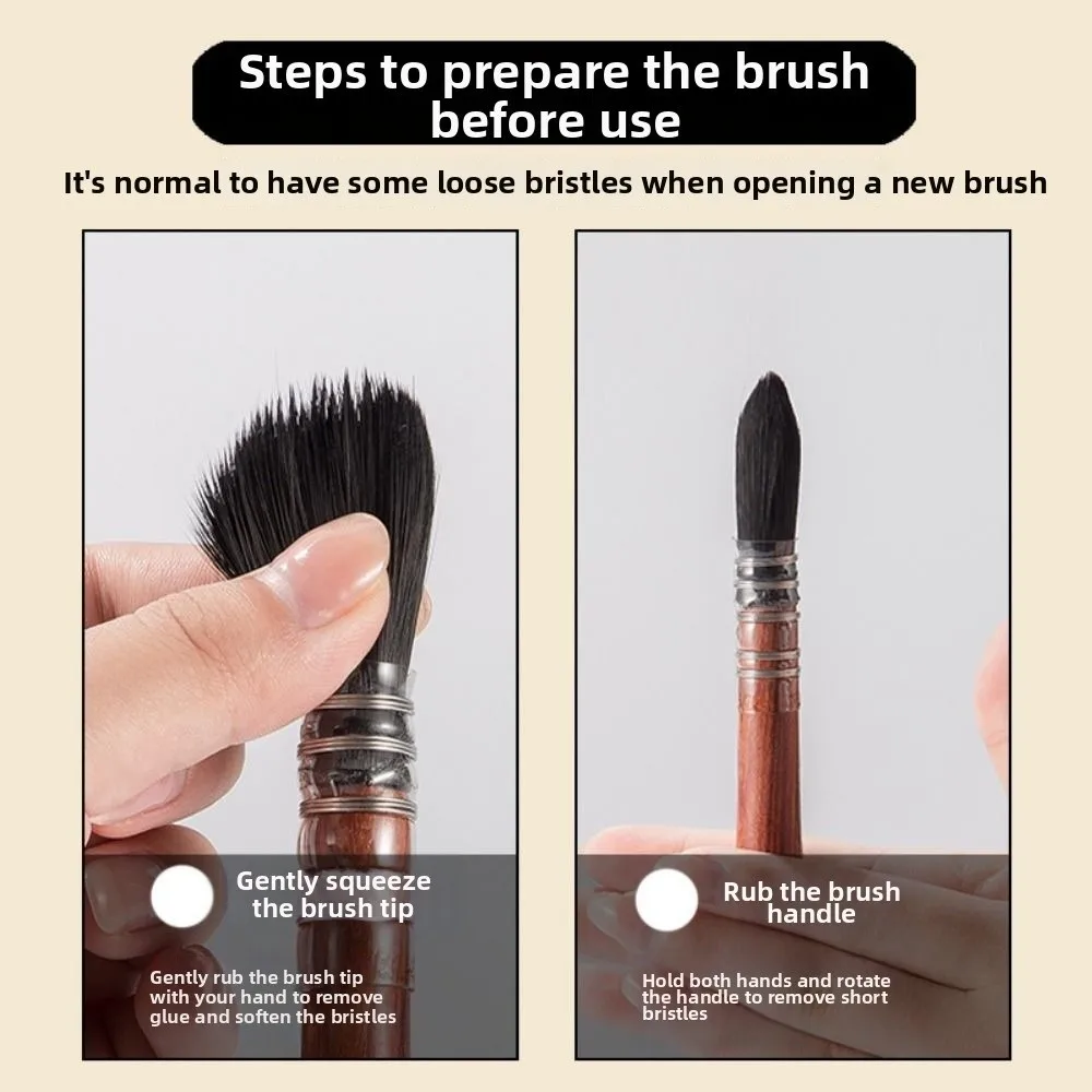 High Quality Art Brush Soft Round Tip Nylon Fiber Printmaking Brush 2-in-1 Design Both Ends Use Oil Painting Brush