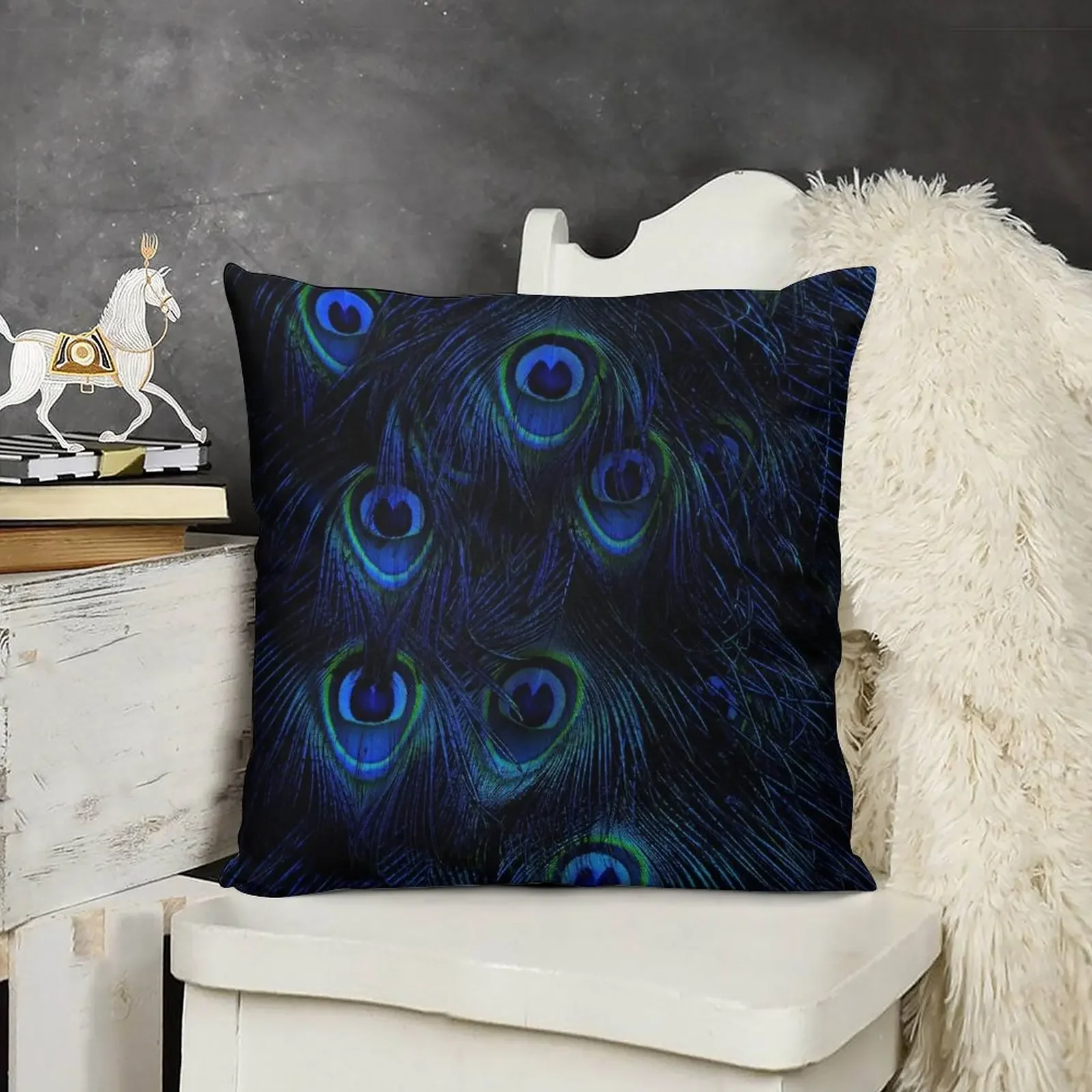 

The Peafowl Blues Throw Pillow Covers For Sofas Decorative Sofa Cushion home decor items pillow