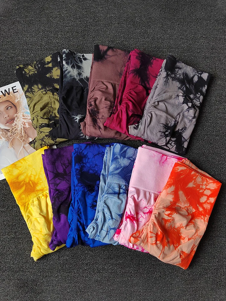 Sexy Booty Lifting Tie Dye Leggins Womens Gym High Waist Outdoors Skinny Stretch High Waist Seamless Leggings Women Fitness