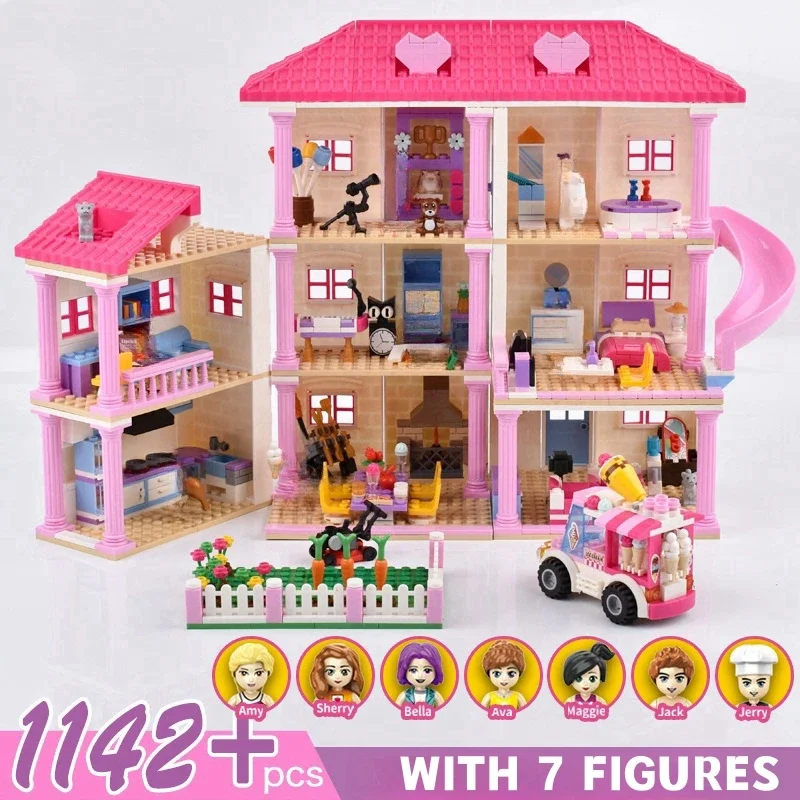 2025 أصدقاء مدينة عرض الشارع منزل الصيف عطلة فيلا القلعة 3 في 1 اللبنات الفتيات سلسلة الطوب لتقوم بها بنفسك تجميع اللعب 3 + #3