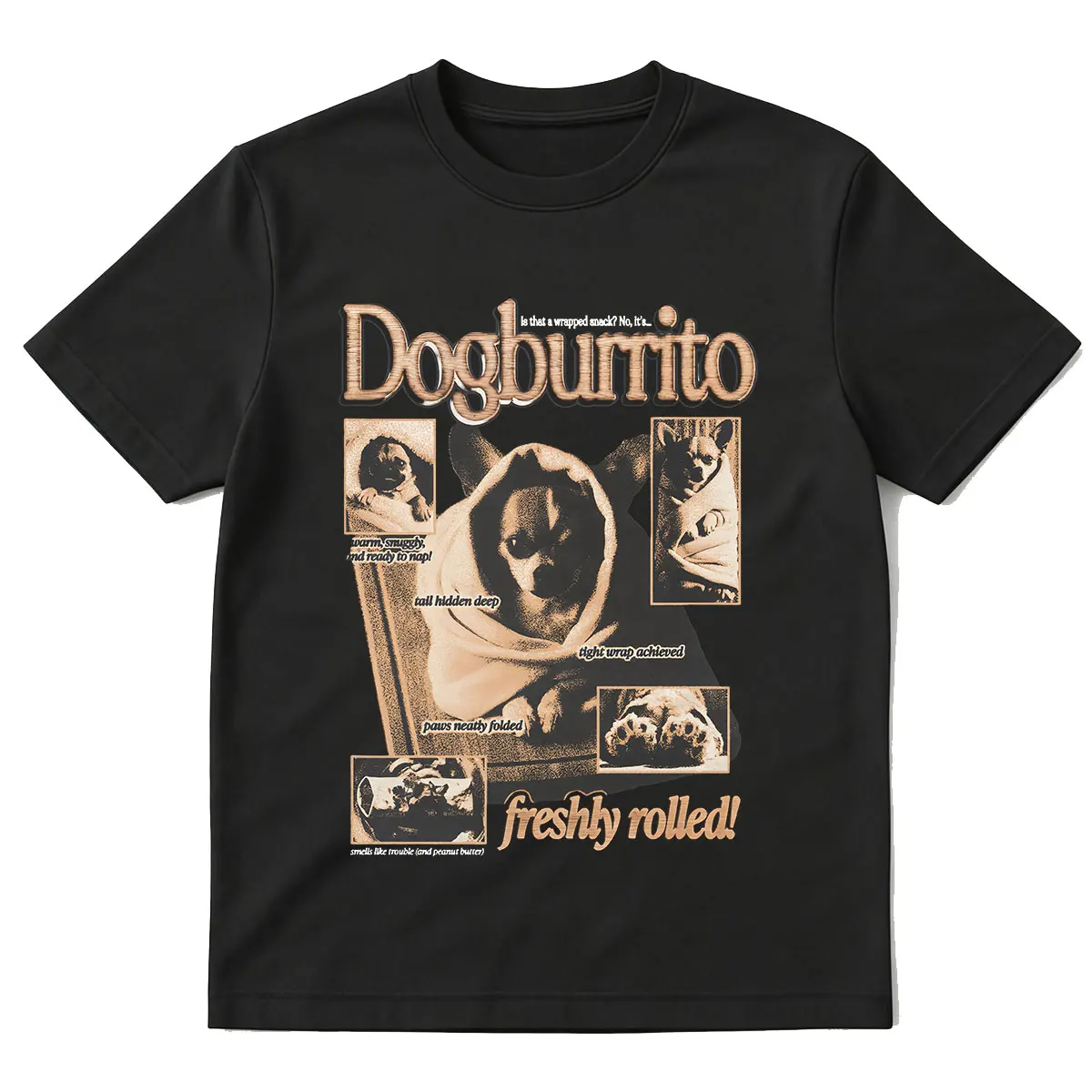 Funny Dog Meme T-Shirt Vintage 90s Wrapped Pup Graphic Tee Shirt Men Women Fashion Vintage Cotton Short Sleeve Oversized T Shirt