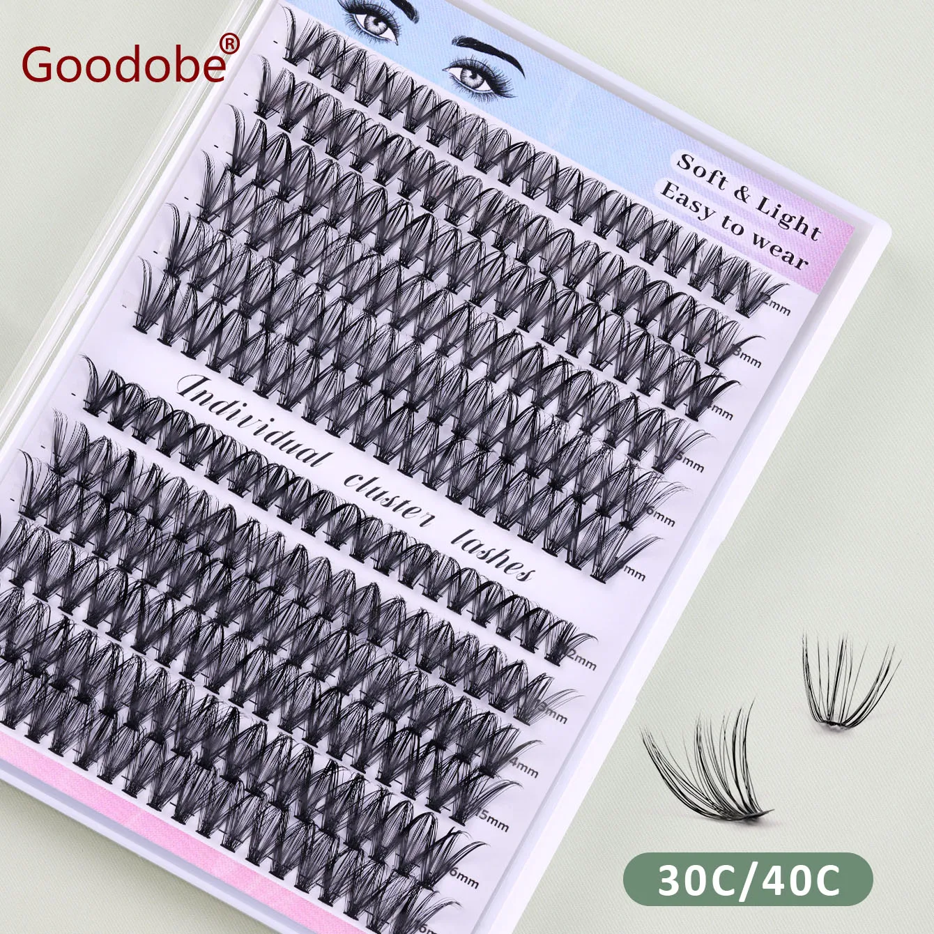 

Goodobe 30/40D C Curl 240 шт. 12-16 мм DIY наращивание ресниц кластеры для ресниц тонкие толстые отдельные кластерные ресницы для макияжа