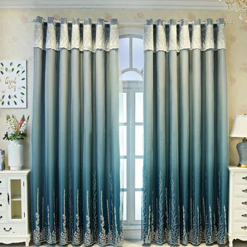 European Light Luxury Curtains for Living Dining Room Bedroom Minimalist Nordic Noble High-end Double-layer Custom Blackout