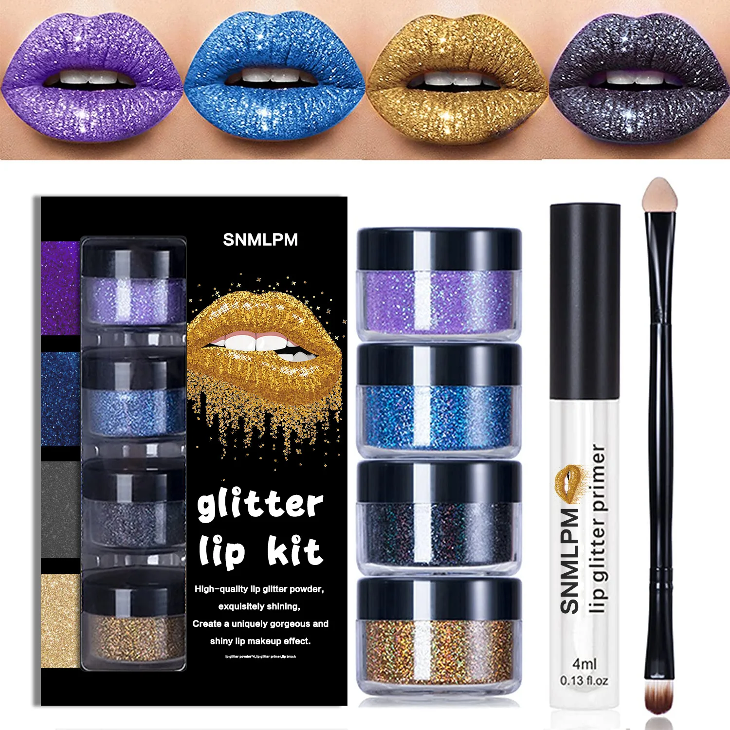 Kit set lucidalabbra lucido fai-da-te, rossetti liquidi glitterati Tinta labbra perlescente Ombretto scintillante Smalto labbra diamantate a lunga durata