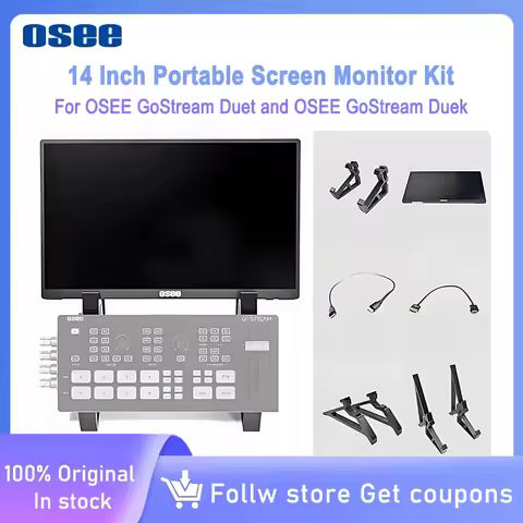 OSEE 14 Inch Screen Monitor for GoStream Deck / GoStream Duet Switcher with USB-C PD 20V, Mini HDMI, 3.5mm Jack inputs Output