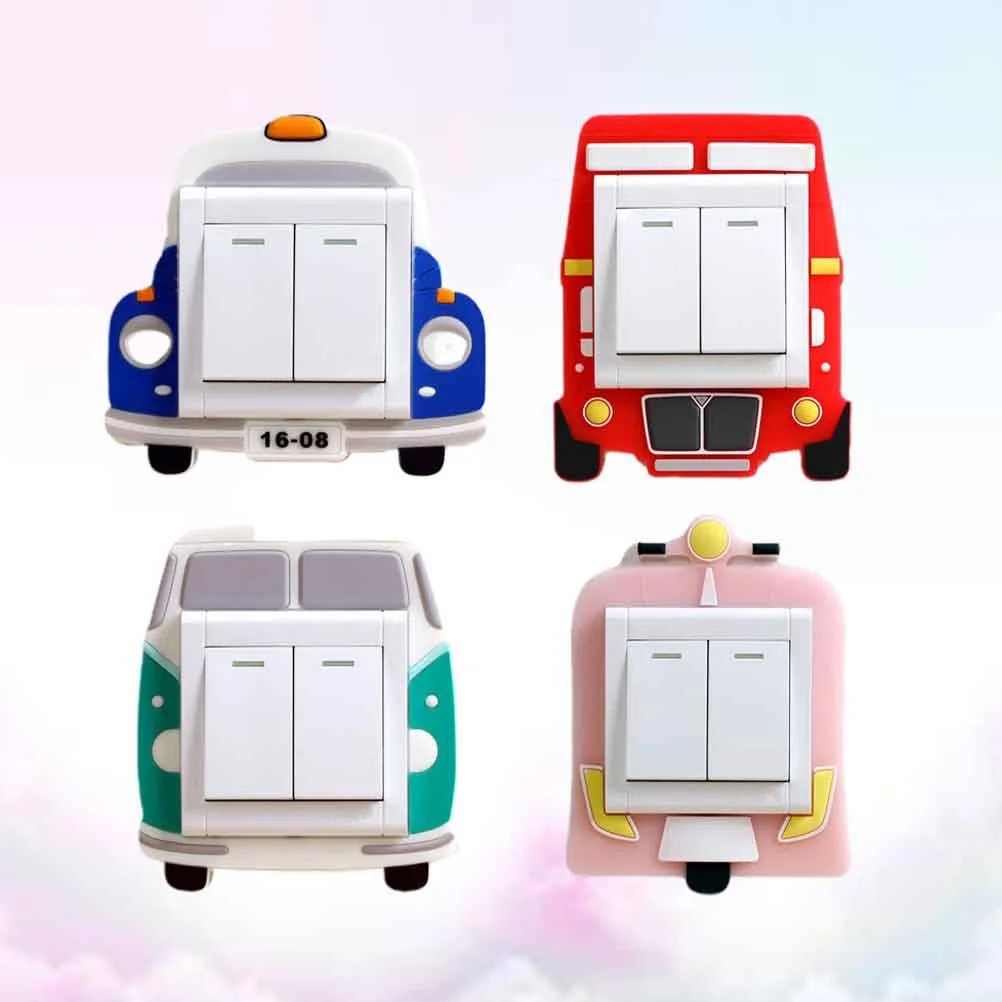 

4Pcs Night Glow Silicone Switch Stickers Decorative Luminous Cover Cartoon Style for Home Room Wall Socket Decoration