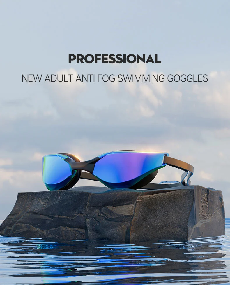 JSJM Neue professionelle Schwimmbrille für Erwachsene, HD-Antibeschlag, wasserdichte Silikon-Badekappe + Schwimmbrille für Männer und Frauen, Geschenke – Detail 3