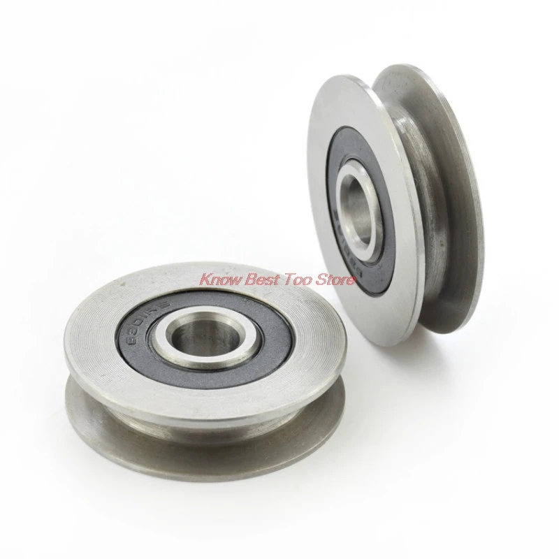 1PCS 10/12*50*13mm 6301RS Bearing Steel Bearings, U Grooves V Round Bottom 5cm Pulley, 6mm Guide Wheel, Wire Rope Lifting Wheel