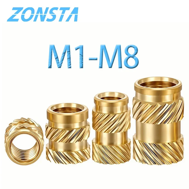 Brass Insert Knurled Thread Nut M1 M1.4 M1.6 M1.7 M2 M2.5 M3 M4 M5 M6 M8 Hot Melt Heat Molding Embedment Copper 3D Printing Nuts