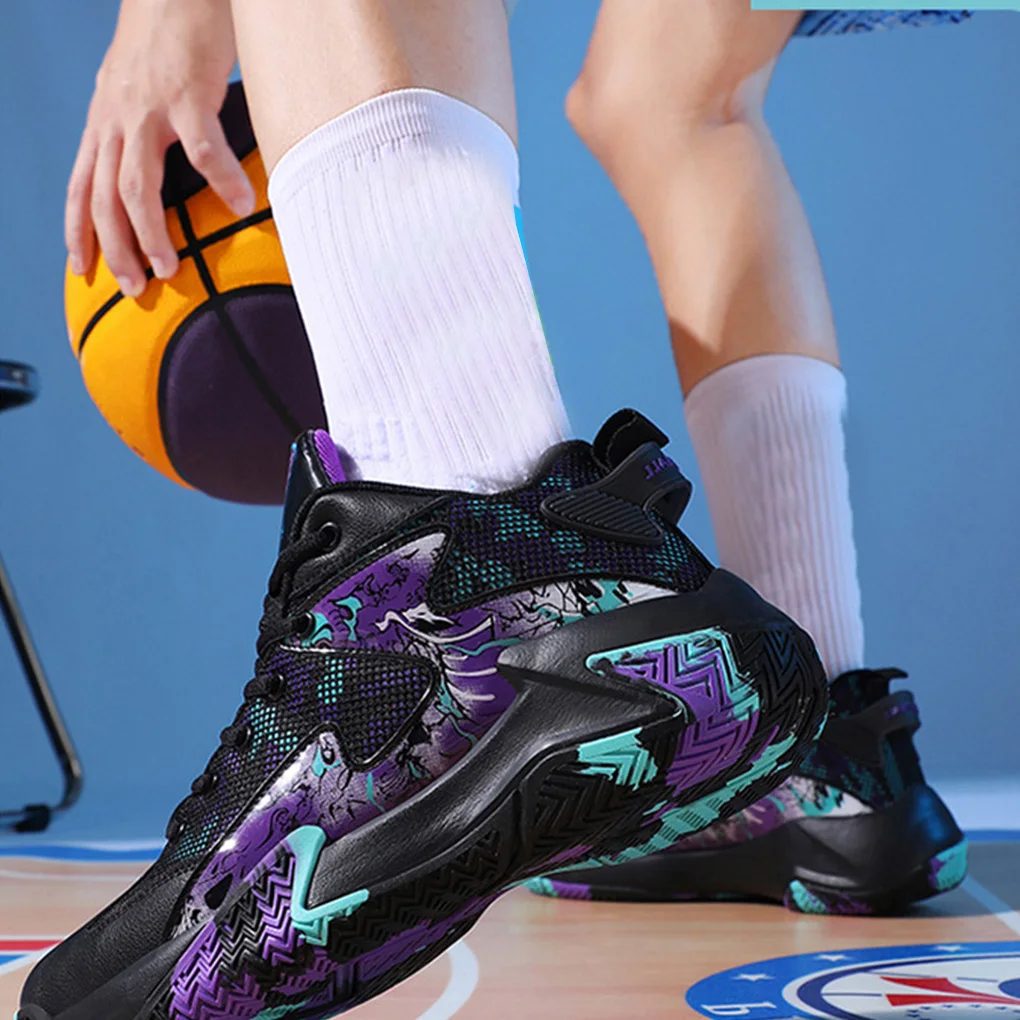 أحذية كرة السلة للرجال، أحذية رياضية مبطنة قابلة للتنفس، تدريب رياضي للزوجين، خفيفة الوزن، رياضية للجري باللون الأبيض #4