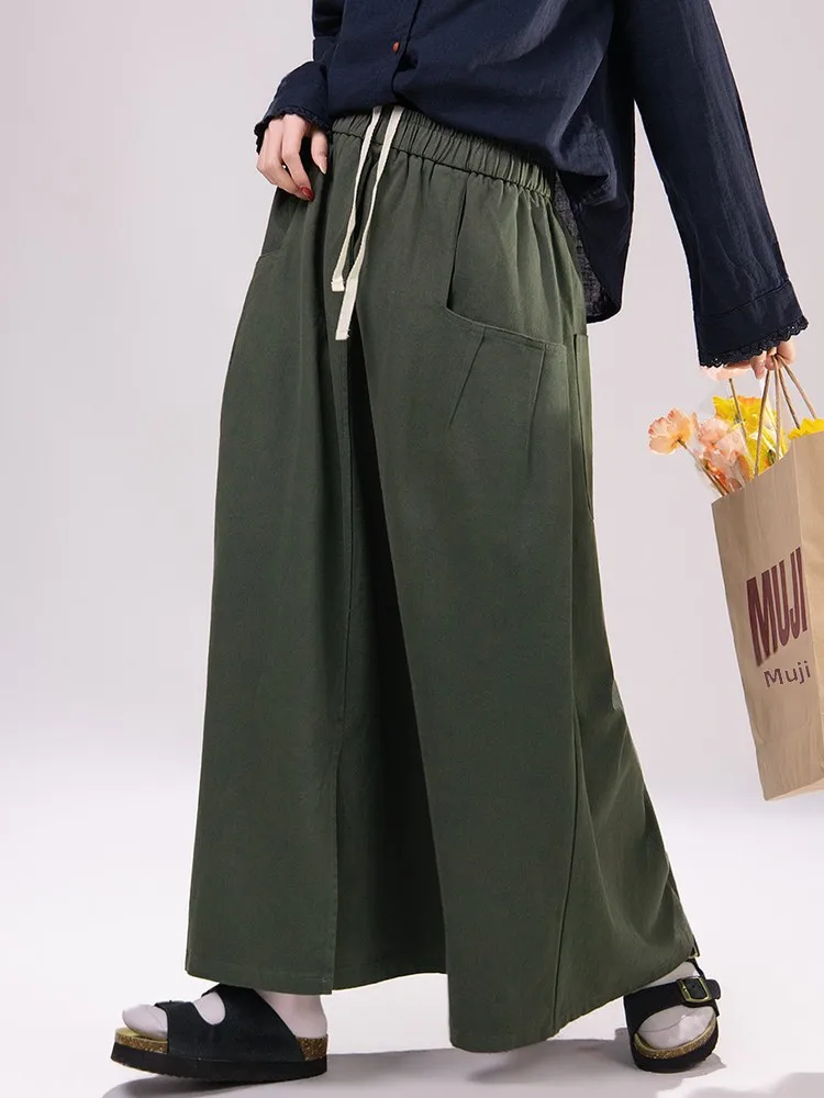 Artisanal Workwear Style Military Green Modal Cotton Straight Cut Utility Skirt High Waist A-Line Spring 2026 Ladies Fashion
