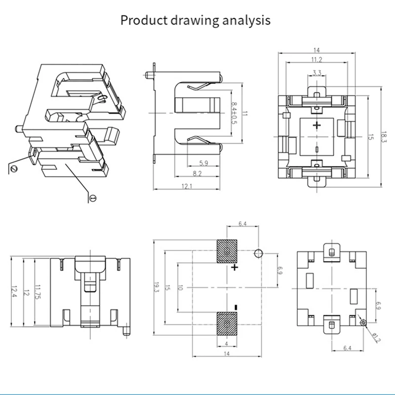 AG13 Button Cell Holders Gold-Plated PCB Horizontal Type For DIY Arduino Projects