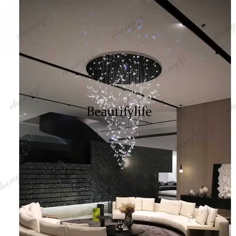 for A73 Light Luxury Crystal Pendant Light Villa Living Room Dining Room Bedroom Lamp Modern High End Crystal Chandelier