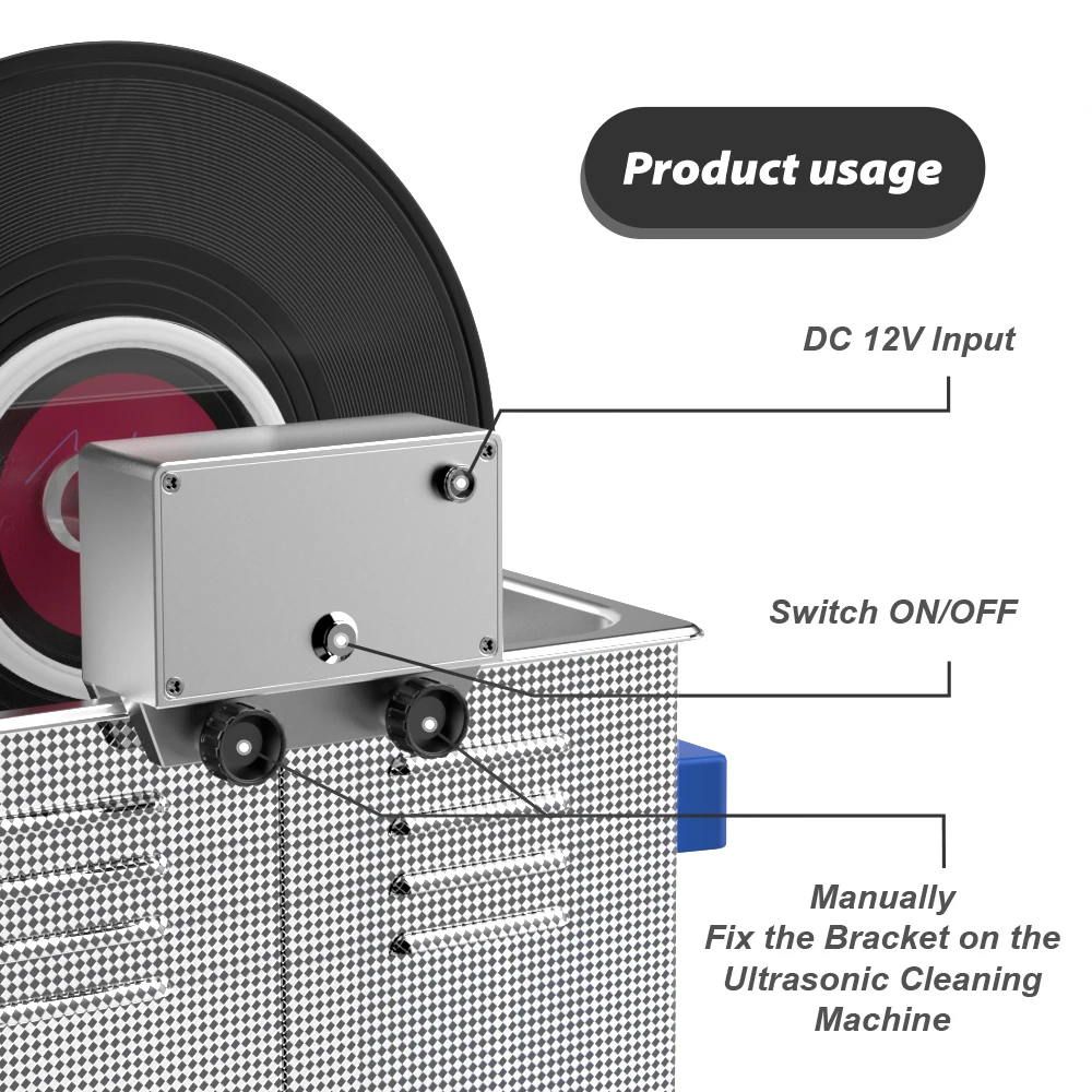 6.5L Vinyl Record Ultrasonic Cleaner with Bracket(Set) for Wash LP 12 Inch Records Label Saver Aluminum CNC Made 220V EU Plug