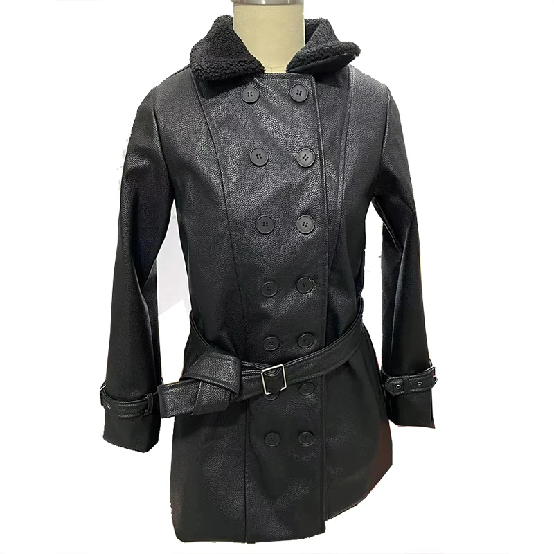 レディース ティエンドレザー ジャケット スタイル ファーカラー ミドル丈 ベルト付き スリム バイカー ロコモティブスタイル ブリティ ファイオン アウターウェア 冬用コート