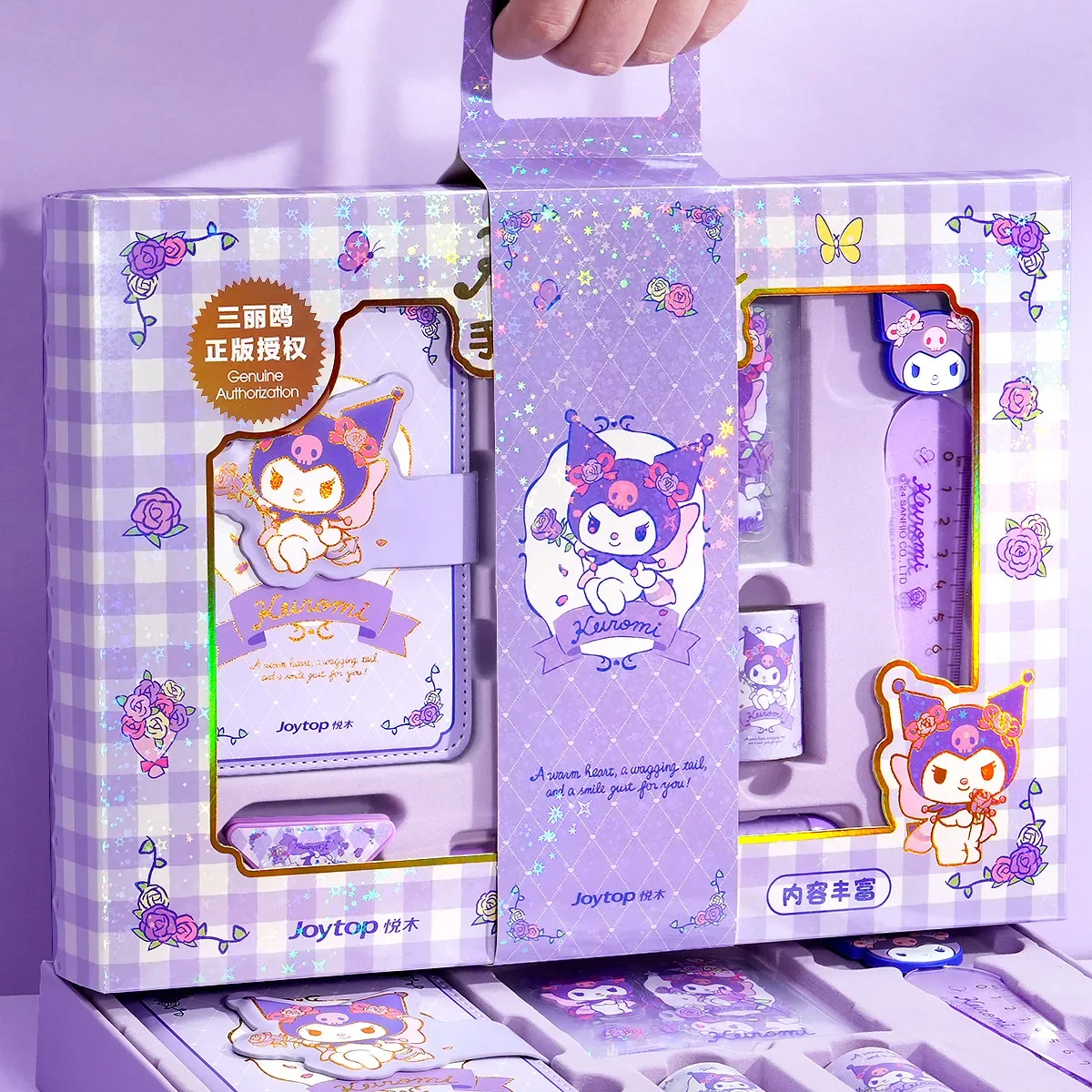 Anime Sanrio Handbook Gift Box Set Kawaii Kuromi My Melody Cinnamoroll Notebook Pen Memo Paper Scrapbooking Children Stationery