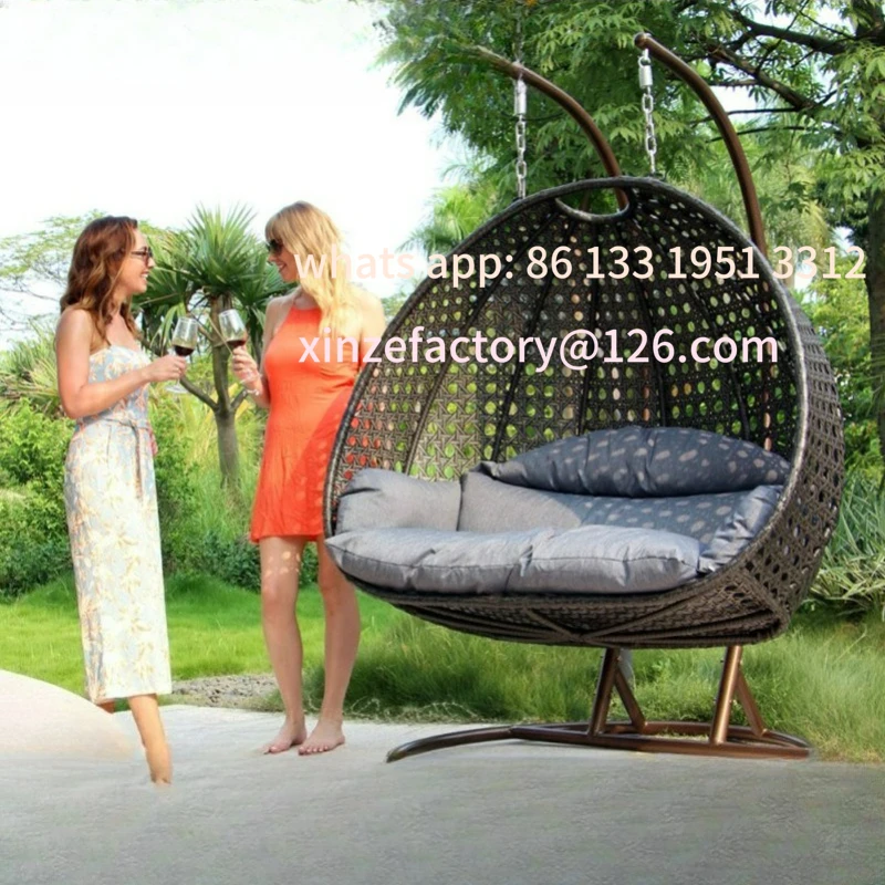 

Customizable Outdoor Furniture Balcony Courtyard Garden Terrace Rattan Double Nest Hanging Basket Swing