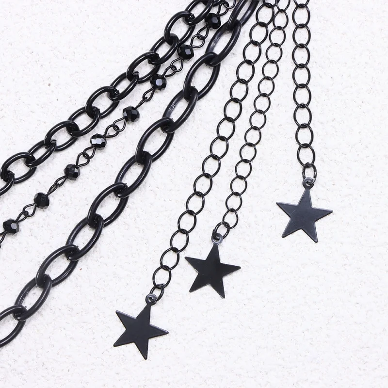Hip Hop Punk Five-pointed Star Pendant Waist Chains Street Popular Metal Pants Belts Chain
