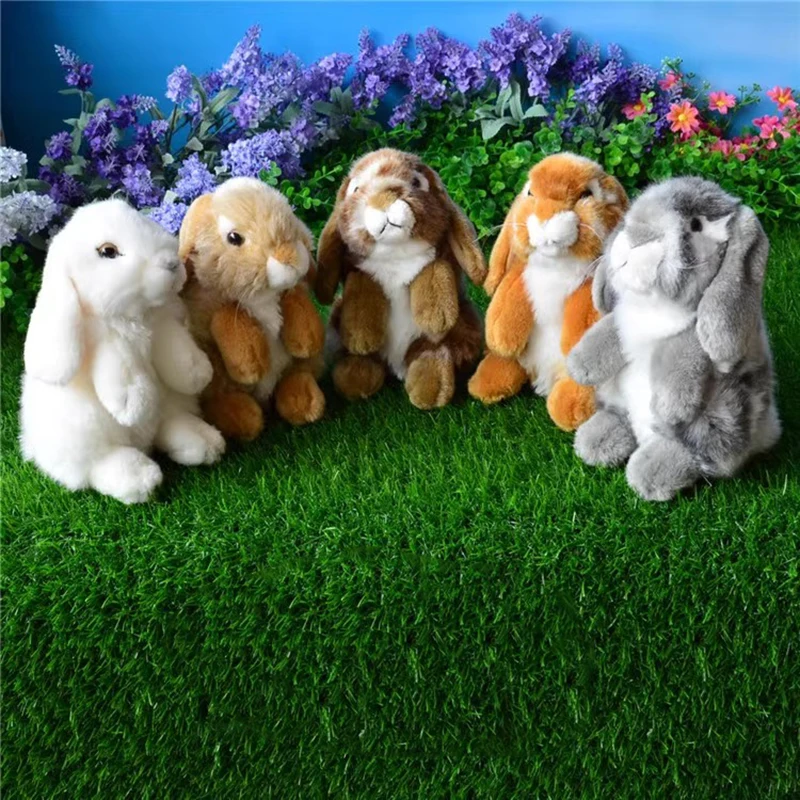 Simulated Animal Loppy Eared Rabbit Mini Bunny Hare Zoo Farm Family Pet Holland Lop Model Plush Toy Stuffed Doll Boy Girl Gift