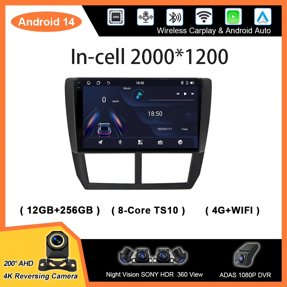 

9-дюймовый Android для Subaru Forester 3 SH 2007-2013 для Impreza GH GE автоматический мультимедийный плеер 2 Din головное устройство 4G Carplay авто радио