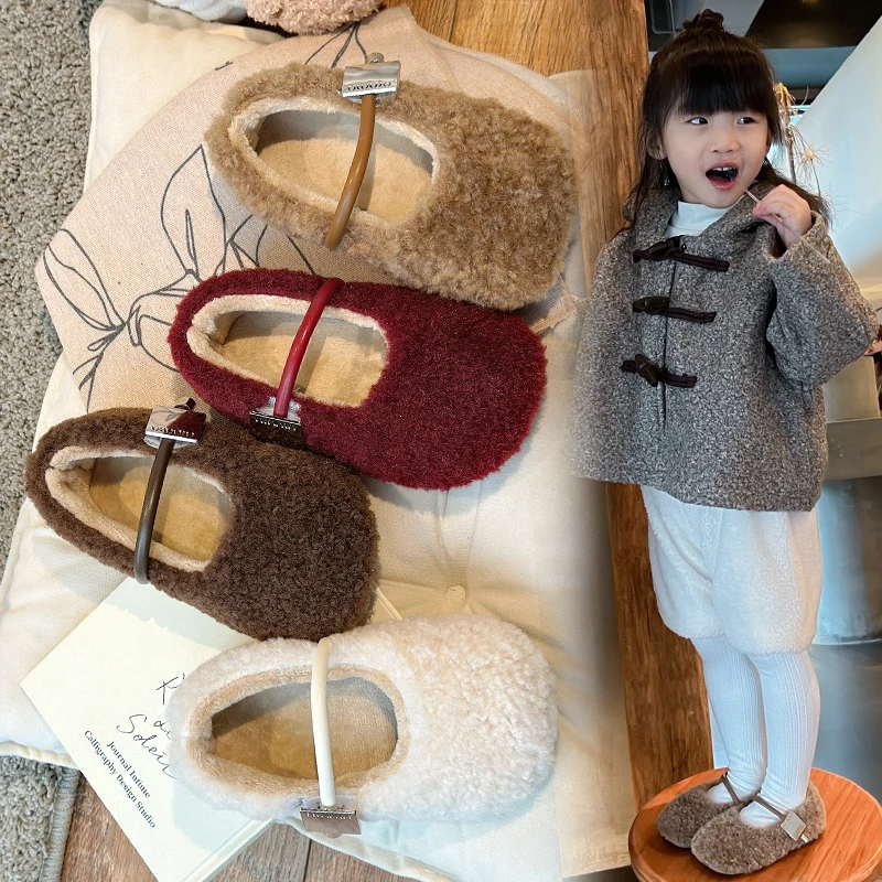 

Детская шерстяная обувь для детей 1–18 лет, верхняя одежда, бордовая модная обувь для мальчиков и девочек, зимняя мягкая детская хлопковая обувь на плоской подошве