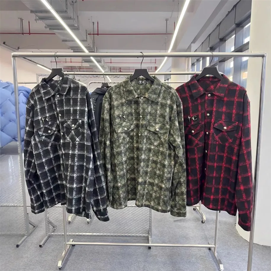 Thug Club 2026 New Street Hip-Hop Style All-Over Print Stars & Moon Unisex Long-Sleeve Plaid Shirt