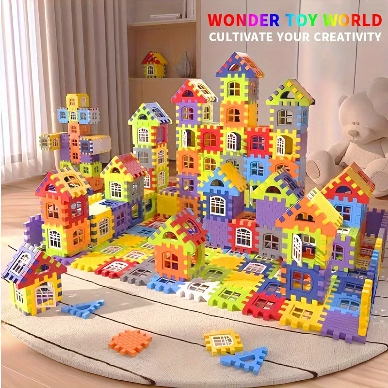 150Pcs DIY Haus Montage Bausteine Kreative Platz Große Partikel Blöcke wand Fenster Modell Puzzles Kinder Geburtstag Geschenke