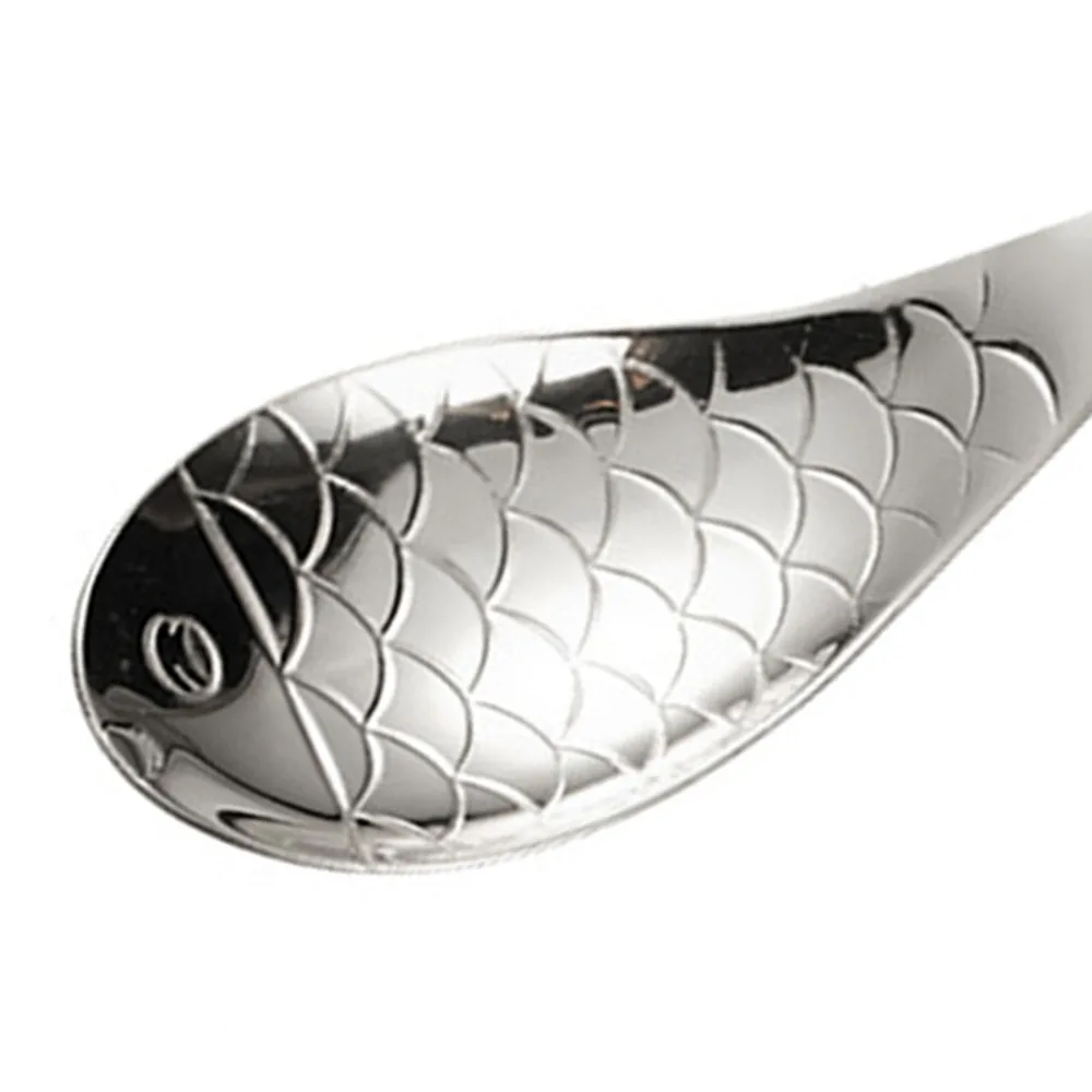4Pcs Thickened Creative Spoon Exquisite Carp Pattern Tableware Spoon Rustless Steel One‑piece Serving Spoon Table Decoration