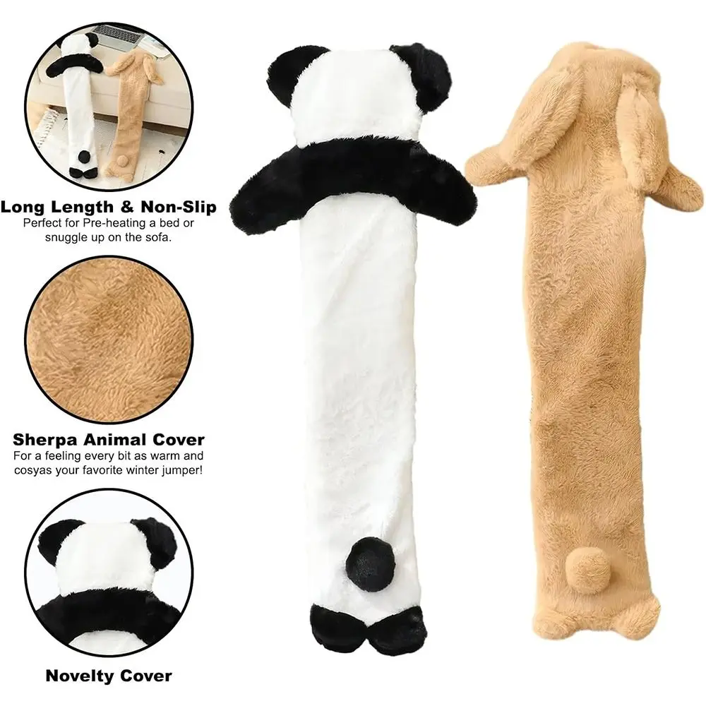 Extra Long Hot Water Bottle,Super Soft Novelty Plush Cover,Natural Rubber 2L Capacity,for All Kinds of Pain Washable Luxurious