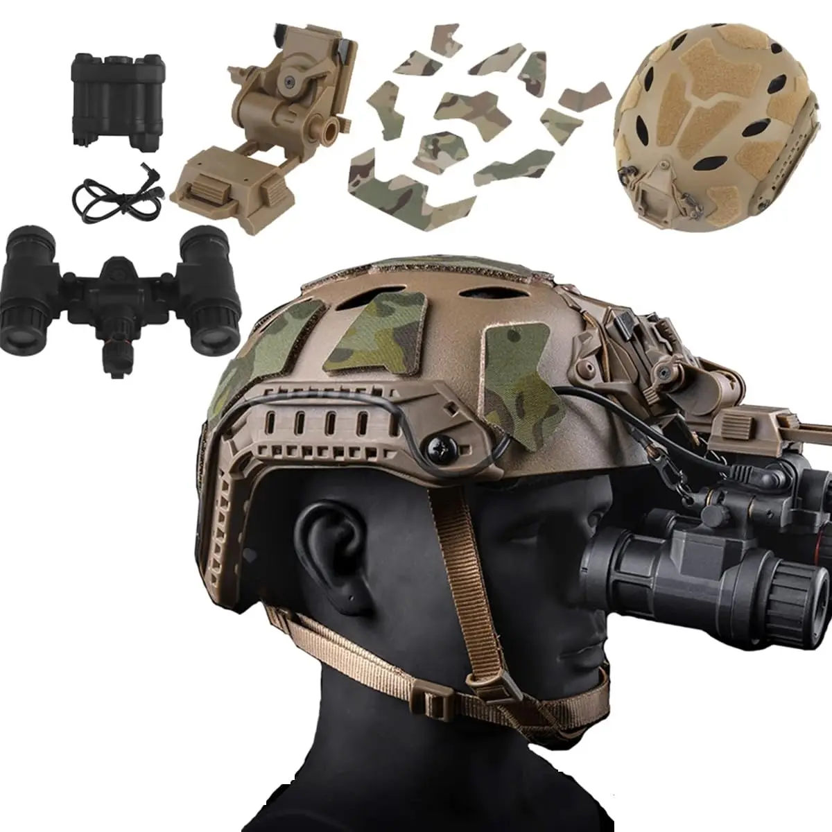 Airsoft SF Helmet with Night Vision Goggles Model L4G24 NVG Mount Tactical Paintball Hunting Helmet Sets for CS Outdoor BBS Game