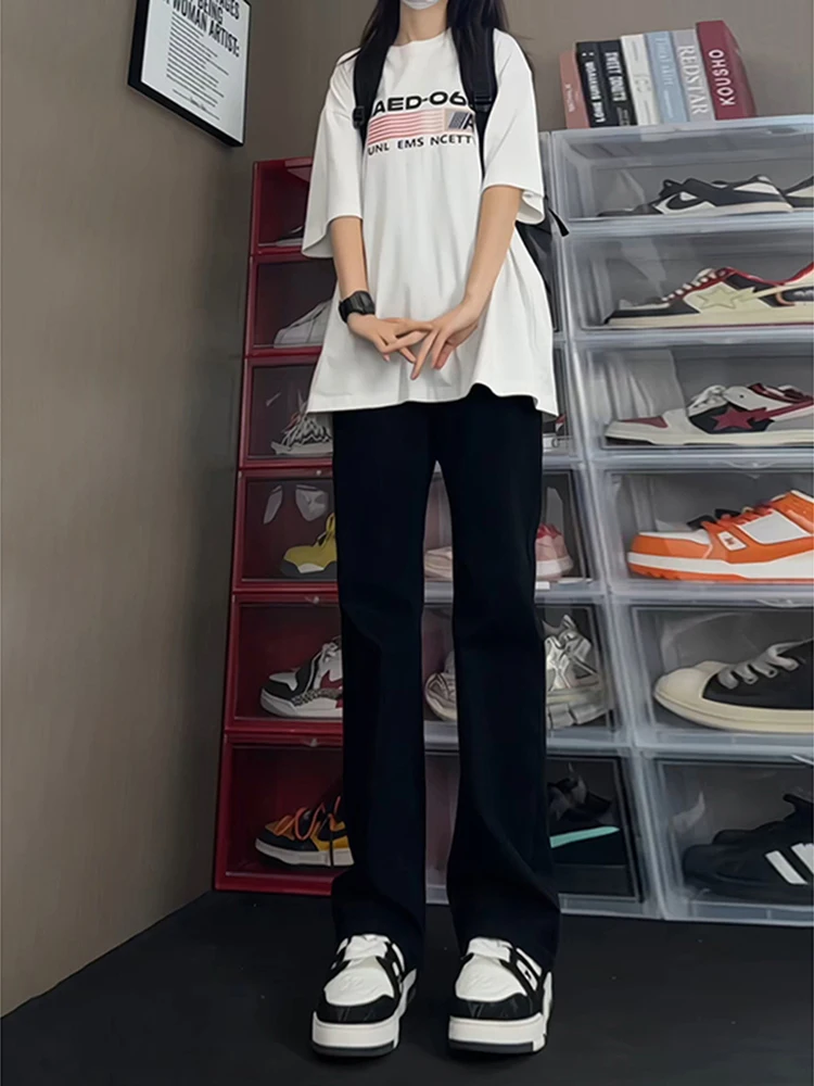 

High Waist Flared Jeans Men's Sle American High Street Vibe Trousers Long Length for Tall Guys Summer Casual Jeans
