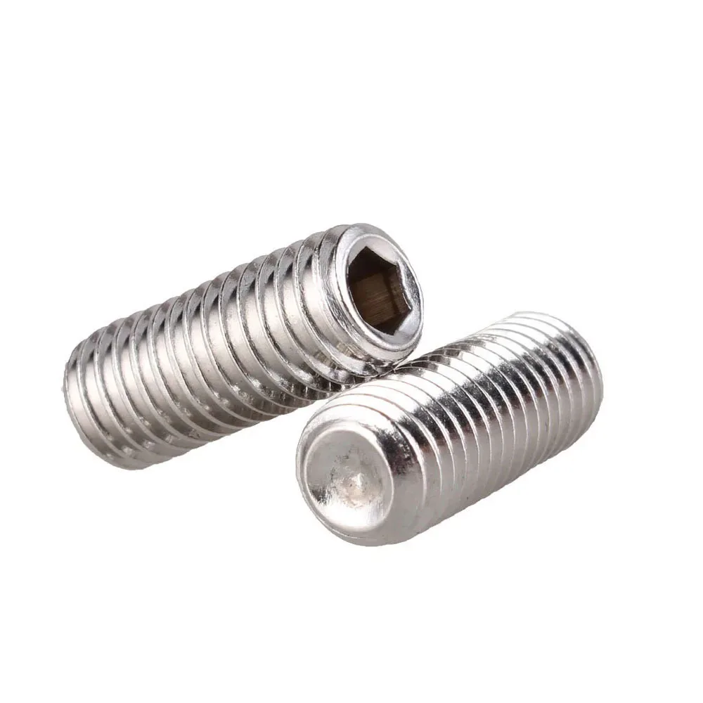 DIN916 304 Stainless Steel Hex Hexagon Socket Set Screw M2 M2.5 M3 M4 M5 M6 M8 M10 M12 Allen Cup Point Grub Bolt