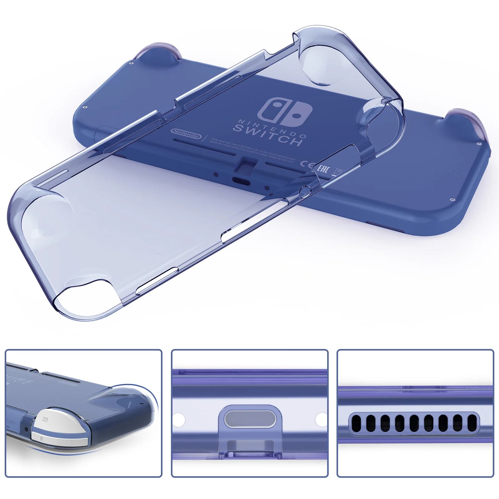 Heystop compatível com o caso de transporte do interruptor lite, caso do interruptor lite com tampões protetores macios do aperto do polegar do cartão 6 dos jogos da caixa de tpu