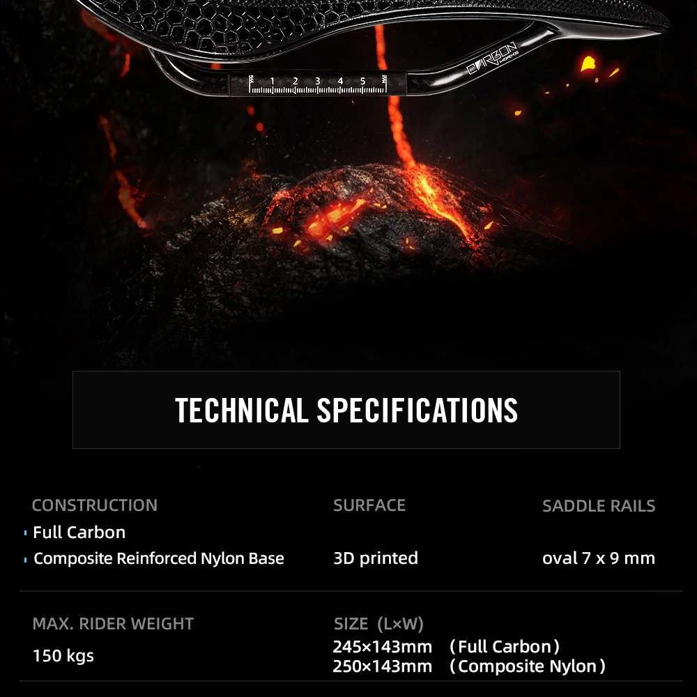 RYET Ultraleichter Carbon 3D-Gedruckter Fahrradsattel 190g/210g 7*9 Fahrrad-Sitzkissen für Rennrad MTB Mountain Gravel Radzubehör – Detail 4
