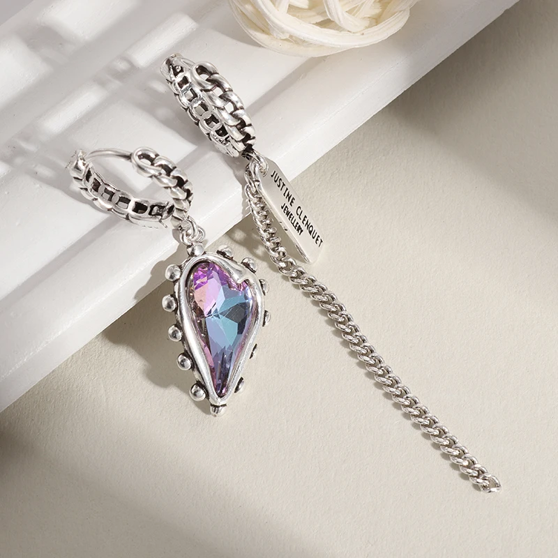 Trendy Elegant Vintage Creative Crystal Heart Drop Earrings for Women Girl Fashion Temperament Party Prom Jewelry