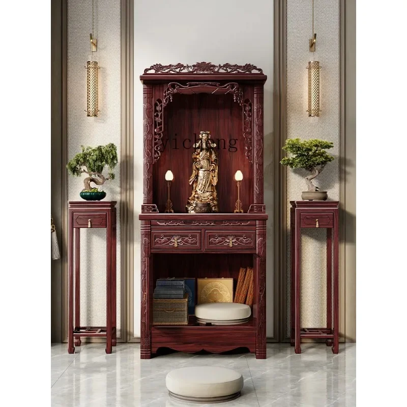 Q-3  Rosewood Solid Wood Buddha Shrine Red Wood Offering Table Household Standing Offering Table Buddha Cabinet