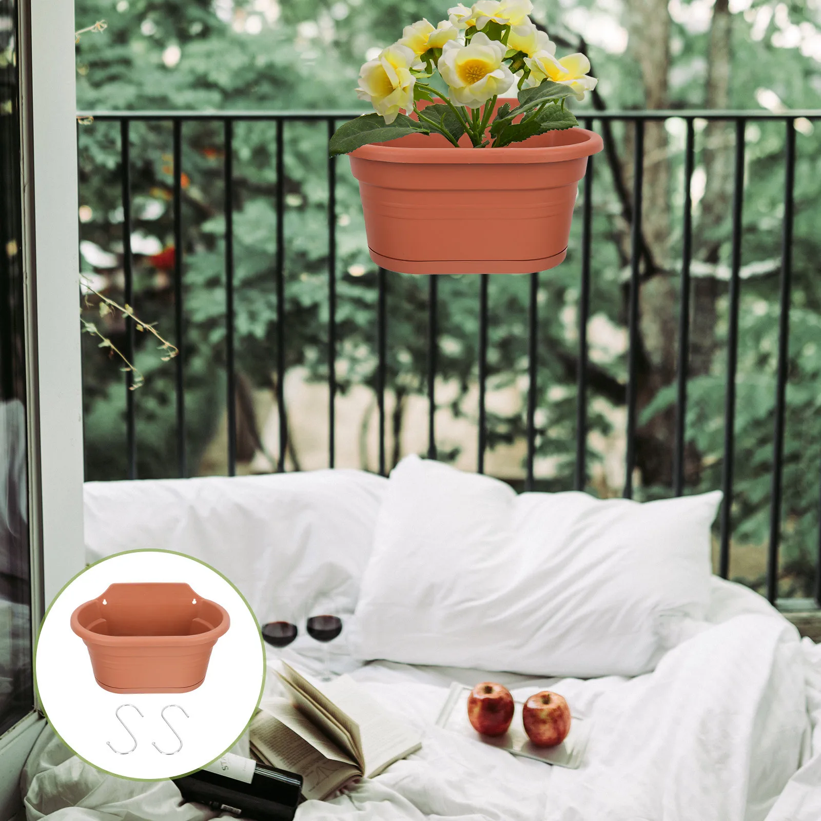 

1 set 1 Set Hanging Flower Pot Premium Plastic Decorative Garden Planter For Balcony Indoor Outdoor Chlorophytum Succulent Plant