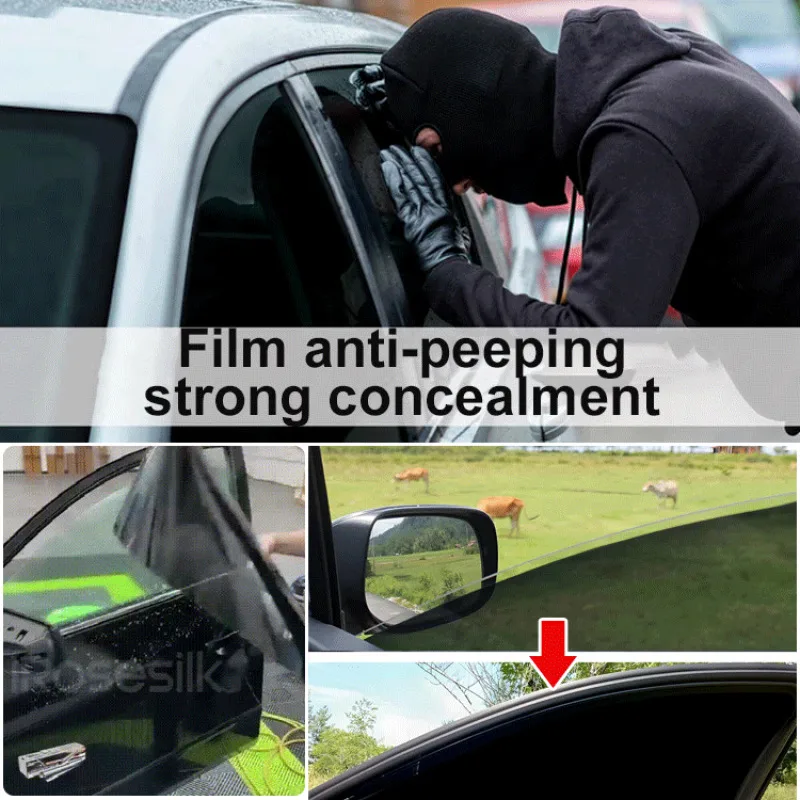 Anti-Peeping Sun Film, Auto Sun Film, Fácil Instalação, Alta Transmitância