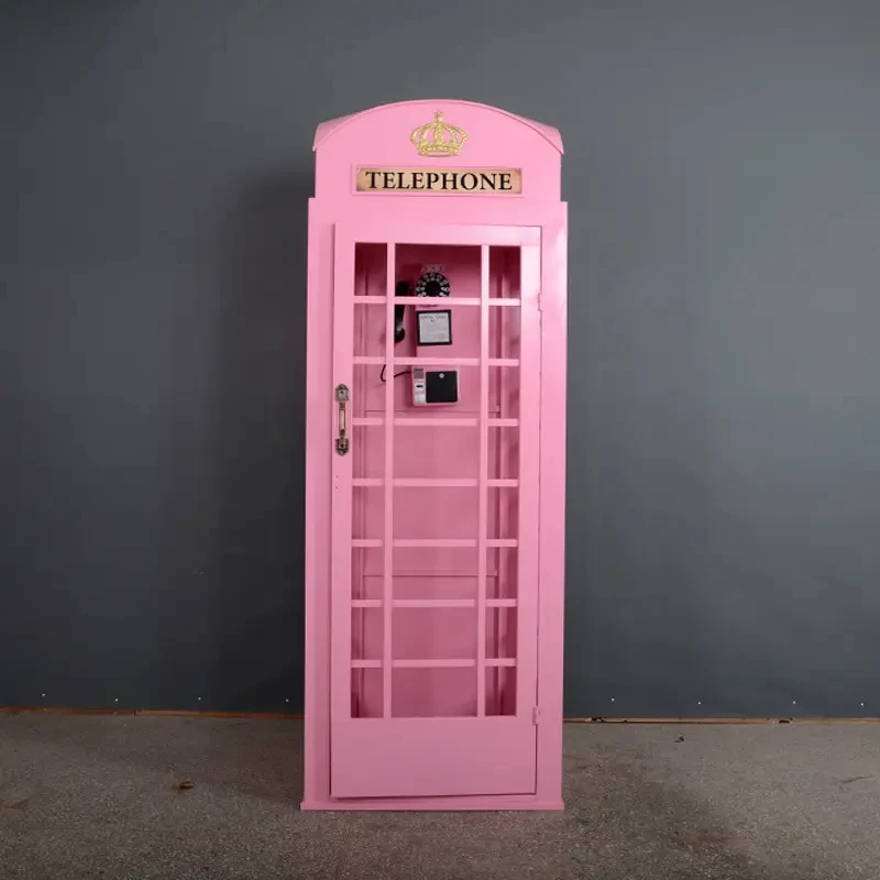 2024 Hot Sale British Style Pink London Telephone Booth Model Outdoor Decoration Medal for Craft Application