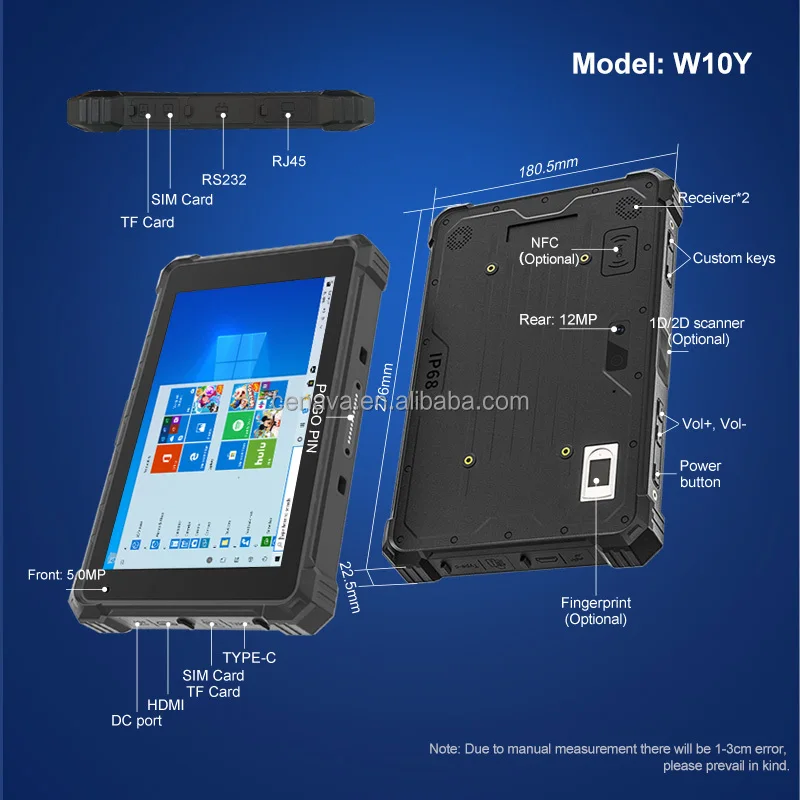 CENAVA W10Y Industrial Rugged Tablet PC 4G 5G LTE Waterproof Shockproof Drop Resistant