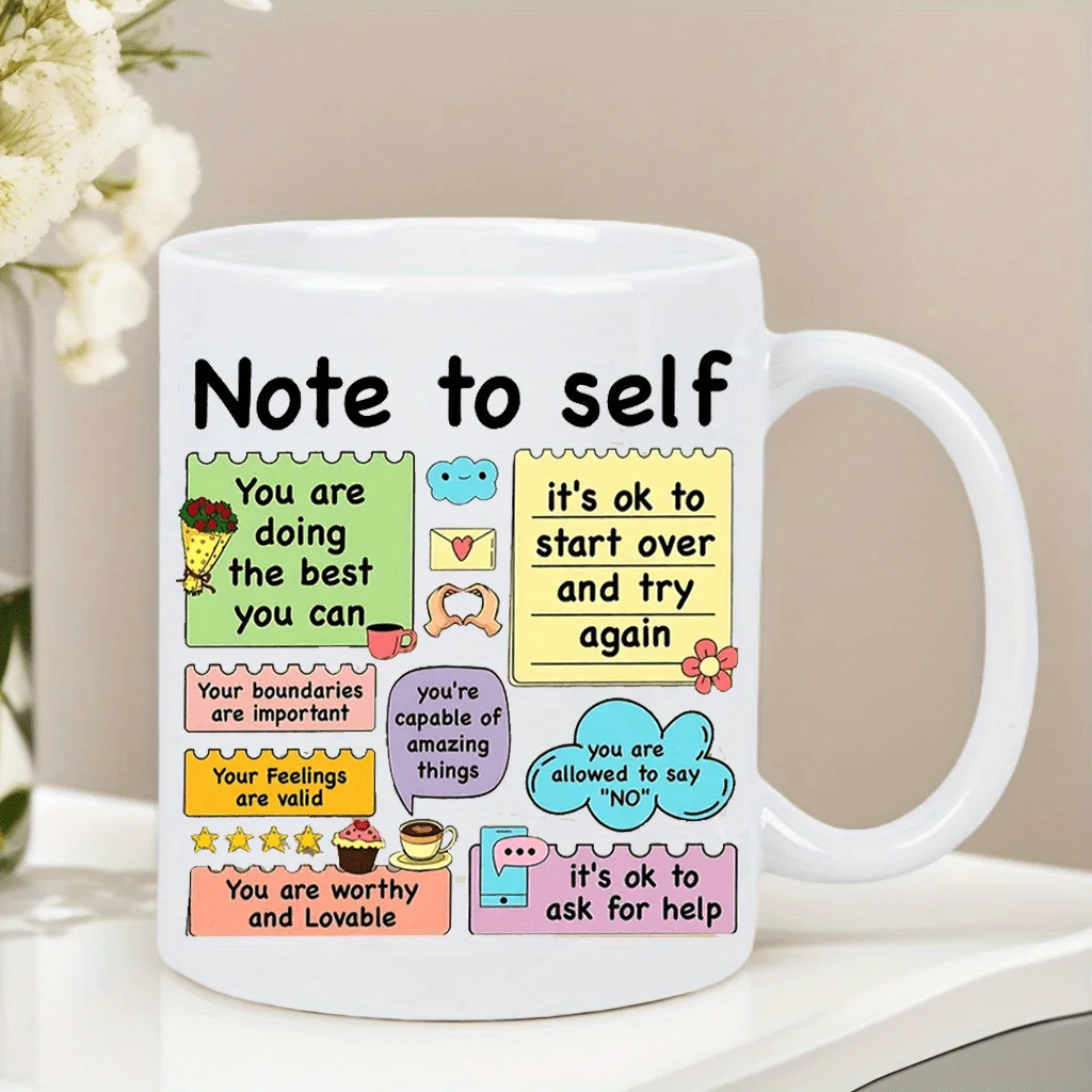

Керамическая кофейная кружка Note to Self — прочная, многоразовая, можно мыть в посудомоечной машине — подарок для мужчин и женщин — идеально подходит для горячих и холодных напитков