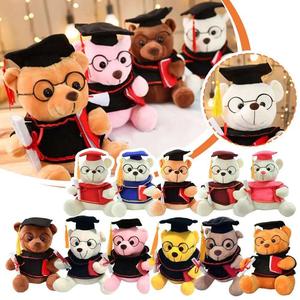 Doctor Teddy Bear Plush Toy Graduation Memorial Graduation Plush Decoration Knowledgeable Trendy Gift Toy Bear Pillow Y6h1