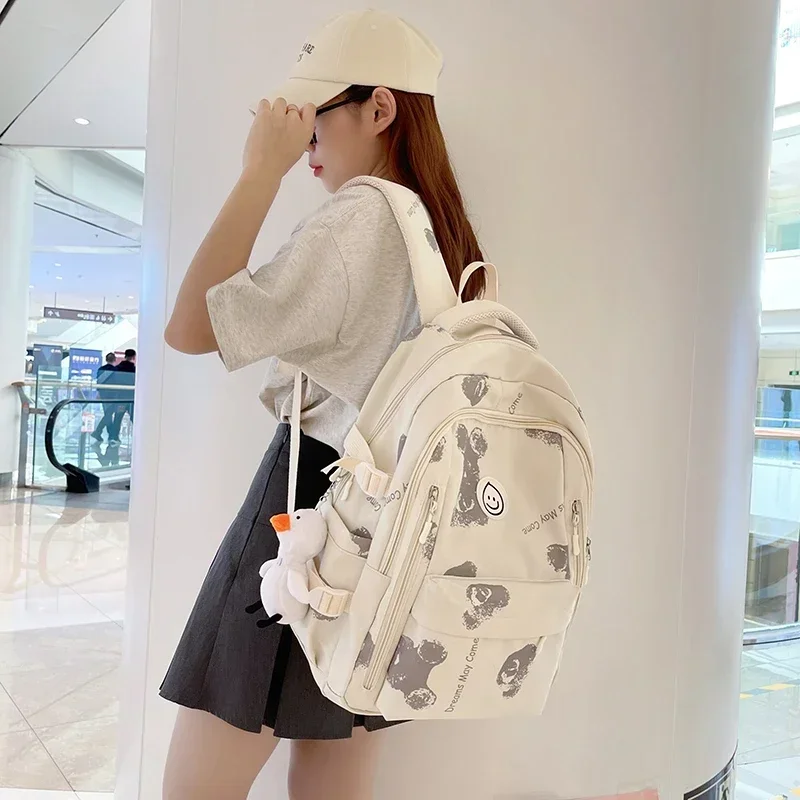 Mochila de lona simples feminina, bolsa de grande capacidade, mochilas escolares para estudante, moda unissex, alta qualidade, primavera, 2022