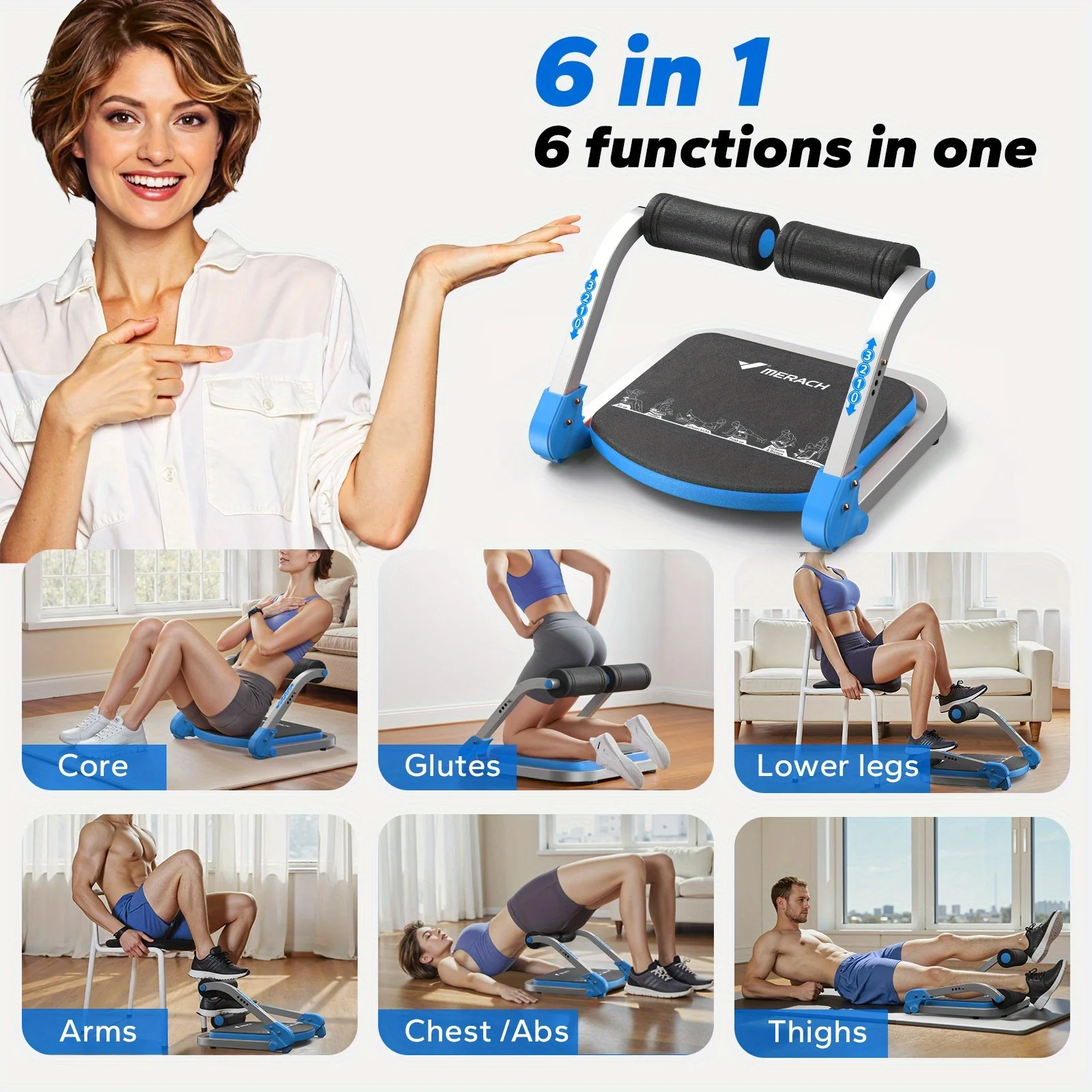 

MERACH Multifunctional abdominal trainer, core strength, waist slimming, abdominal fitness home exercise equipment, home abdominal muscle training and abdominal loss fitness equipment